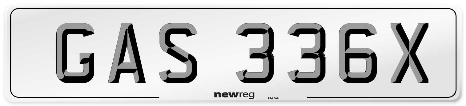 GAS 336X Number Plate from New Reg